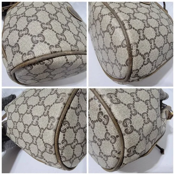 Authentic GUCCI Vintage GG Plus Shoulder Cross Drawstring Bag Beige/Brown - Picture 13 of 16